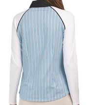 NWT BELYN KEY Sky Blue Black & White Stripe Long Sleeve Golf Shirt M L XL XXL image 2