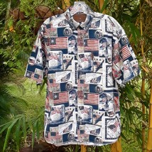 North River Outfitters USA Flag Print Button Shirt CAMP MAXEY Texas Medium - £31.96 GBP