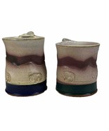 Pair of Studio Art Glaze Pottery Mugs(2) Tall Handmade Mug Set w Buffalo... - £20.79 GBP