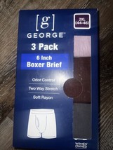 George 3-Pack Mens Boxer Brief Underwear Rayon Blend 6&quot; Stretch (A), 2XL (44-46) - £13.23 GBP