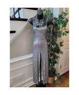 Fashion Nova Jumpsuit Women&#39;s XL Silver Metallic Sequin Sleeveless Clubwear - $48.48 CAD