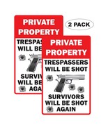 2x Private Property Trespassers Will Be Shot 6 mil Indoor Outdoor Vinyl ... - $13.42 CAD