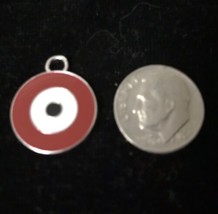 Bullseye Red Enamel Pendant charm or Necklace Charm - $12.30