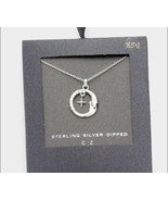 Silver Moon Necklace Pendant Rhinestone Crystal Round CZ Statement Chain... - £24.92 GBP
