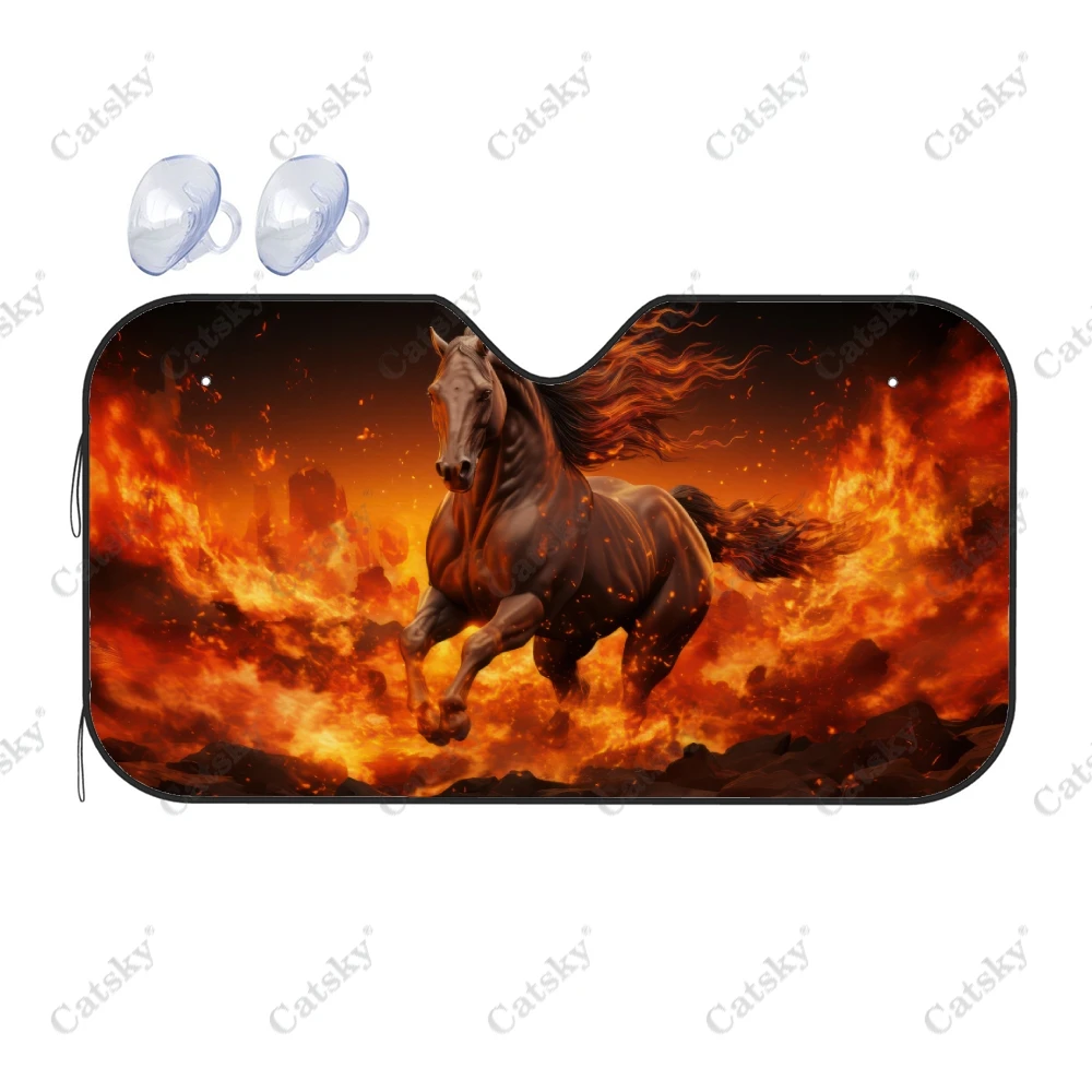 Fire Horse Car Windshield Sunshade, Front Auto Car Windshield Sun Shade ... - £22.18 GBP