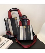Large Tote Bag Casual Stripe Canvas Handbag For Women Wide Shoulder Stra... - £27.99 GBP