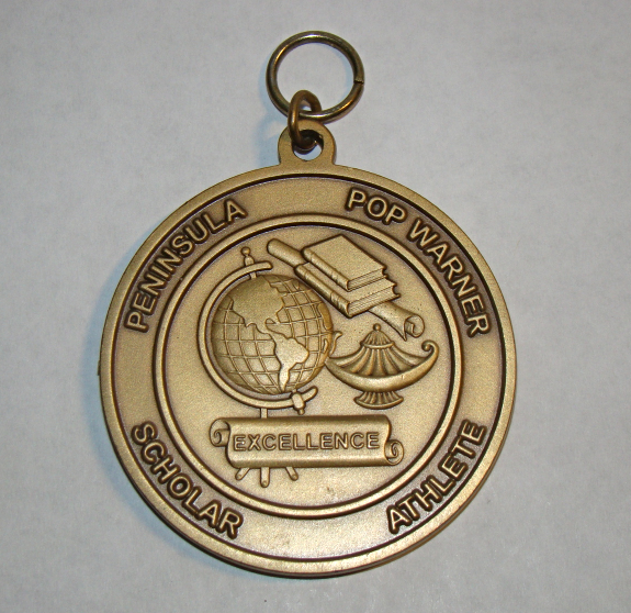 PENINSULA /  POP WARNER / SCHOLAR / ATHLETE /  EXCELLENCE Medallion - $15.00
