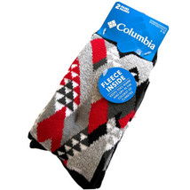 Columbia Boot Socks 2 Pairs Fleece Lined Womens Lightweight Thermal Red Argyle - £14.01 GBP