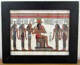Vintage Framed Signed Egyptian Pharaohs Painting on Papyrus Paper Framed 13.5x11 - £78.34 GBP