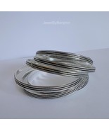 Solid 925 Silver Bangle, Set Of 7 Bangle, Handmade Jewelry, 7 Designer B... - $1,124.82 MXN