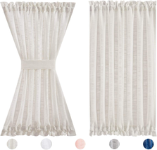 FMFUNCTEX Natural Linen French Door Curtains for Sliding Glass Door 40&quot; Half Pri - £27.54 GBP