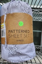 Ultra Soft 4 Piece Floral Patterned Light Gray Microfiber King Sheet Set - $274.49 MXN