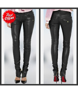 Women&#39;s Leather Pants Genuine Lambskin Leather Party Skinny Legging Trou... - $2,233.30 MXN