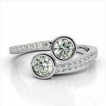 2.10Ct Round Cut Simulated Diamond Two-Stone Engagement Ring 925 Sterling Silver - £94.95 GBP