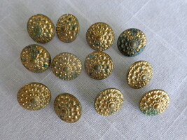Gold-Toned Flower Pattern (12) 1 Loop Buttons Vintage (#3696) - $8.99