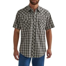 Wrangler Pearl Snap Men&#39;s Short Sleeve Western Shirt Small Neutral Gray - £14.84 GBP