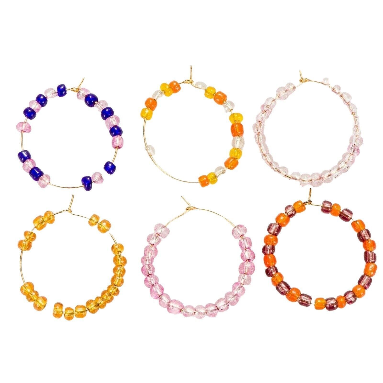 Wine Charms Set 6 Handmade Colorful Ball Beads Blue Red Yellow Pink White Orange - $7.78