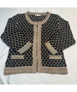 Roz &amp; Ali Vtg Knit Cardigan Sweater Jacket M Black Multicolor Metallic T... - $637.88 MXN