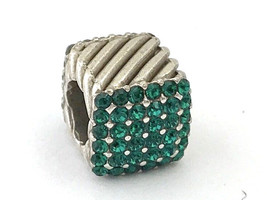 Brighton Cubix Bead, JC2692, Silver Finish with Green Crystals, New - $392.12 MXN