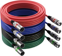 Ebxya Xlr Cables 25Ft 4 Packs - Mic Balanced Dmx Cable, Red, Black, Green, Blue - £40.75 GBP