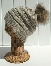 Women&#39;S Beanie Winter Ski Hat Knitted With Pom Pom &amp; Plush Lining #D For Gift - £20.76 GBP