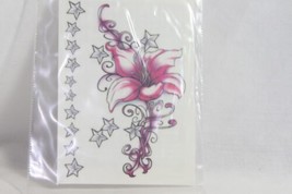 Temporary Tattoos (new) FLIRTY FLOWER WITH STARS - £3.49 GBP
