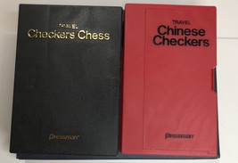 Vtg Pressman Magnetic Travel Checkers, Chess, Chinese Checkers Game With Case - £10.04 GBP