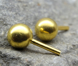 Indischer Stil Nieten Ohrstecker Paar 14k Massiv Echt Gold Push Ansteckn... - £56.97 GBP