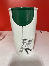 Starbucks travel mug 12 oz tumbler Boy &amp; Green Balloon 2014 series ceramic lid - £21.54 GBP