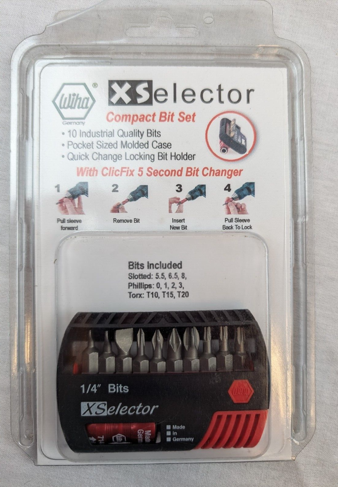 Wiha #79443 11 Piece Phillips/Slotted/Torx X-Selector &amp; Bit Holder Set w... - $34.60