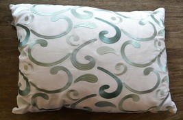 SFERRA Dini White &amp; Aqua Embroidered Linen Decorative Pillow - £91.92 GBP