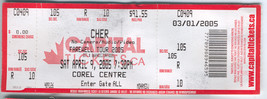 Cher 2005 Collectable Vintage Full Ticket Ottawa Corel Center Farewell T... - $9.75