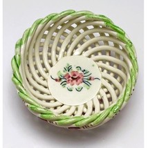 Vintage Handcrafted Spanish Ceramic Lattice Weave Decorative Bowl (1940s) - £8.66 GBP