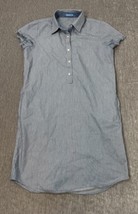 J. McLaughlin Dress Womens XS Blue Arissa Pinstripe Cotton White Frayed ... - $34.64