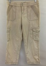   Alfred Sung Women&#39;s PURE Beige Cotton Straight Leg Mid Rise Cargo Capri Size 8 - £9.51 GBP