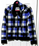 Forever 21 Girls Plaid Checkered Coat Jacket Purple Black White Full Zip... - $13.76 CAD