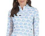 NWT Ladies IBKUL VELMA Periwinkle Navy Blue Long Sleeve Mock Golf Shirt ... - £51.88 GBP