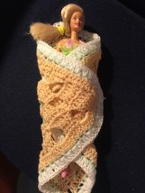Hand-Crocheted Barbie Doll Afghan Throw Blanket For Mattel Fashion Doll - £8.01 GBP