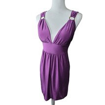Alyn Paige Purple Strap Dress Gold Ring Womens Size M Shiny Soft Lightwe... - $17.60