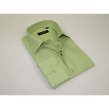 Men's Shirt Hankie CASILA Turkey Cotton Blend Long Sleeves 501770-18 Solid Green image 2