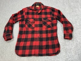Vintage 5 Brother Shirt Mens M/L Buffalo Plaid Red Flannel Heavyweight S... - $39.59