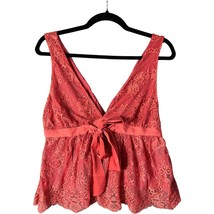 Free People Chante Lace Tie Front Top Frenchie Kiss Pink Womens Small - £18.24 GBP