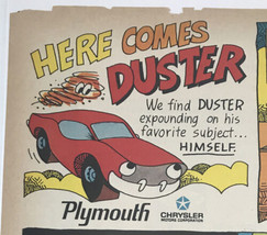 Here Comes Duster Plymouth Chrysler 1969 Vintage Print Ad - £10.83 GBP