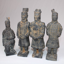 Lot Of 4 Chinese Terracotta Clay Warriors Handmade Figurine Replica Chin... - $19.54