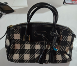 Dooney &amp; Bourke Purse Handbag Black &amp; White Checkered Vintage Duck Charm... - $79.99