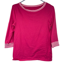 Talbots Petites 3/4 Sleeve Cotton Shirt Pink White Stripe Stretch Women Size Sp - £8.07 GBP