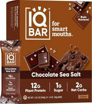 IQBAR Brain and Body Plant Protein Bars - Chocolate Sea Salt - 12 Count,... - $33.98+