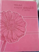 Pink  with god All Things Are Possible Flexcover Journal -Christian art gifts - £7.83 GBP