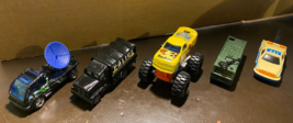 Lot of 5 Trucks Monster Truck Police truck satellite Truck toys - $4.99