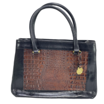 BRAHMIN Handbag Two Tone Embossed Leather Double Handle Satchel Vintage ... - £84.57 GBP